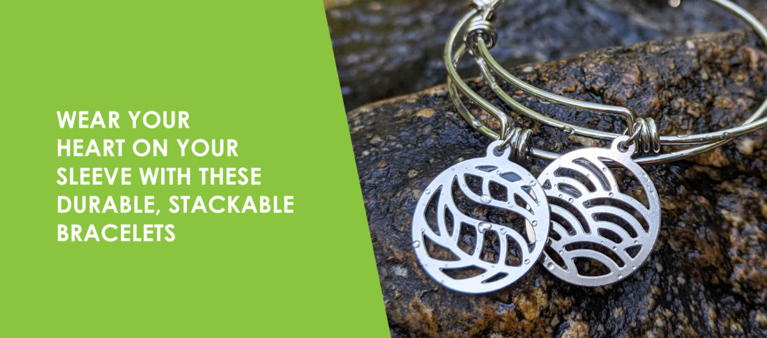 Wear your heart on your sleeve with these durable, stackable bracelets