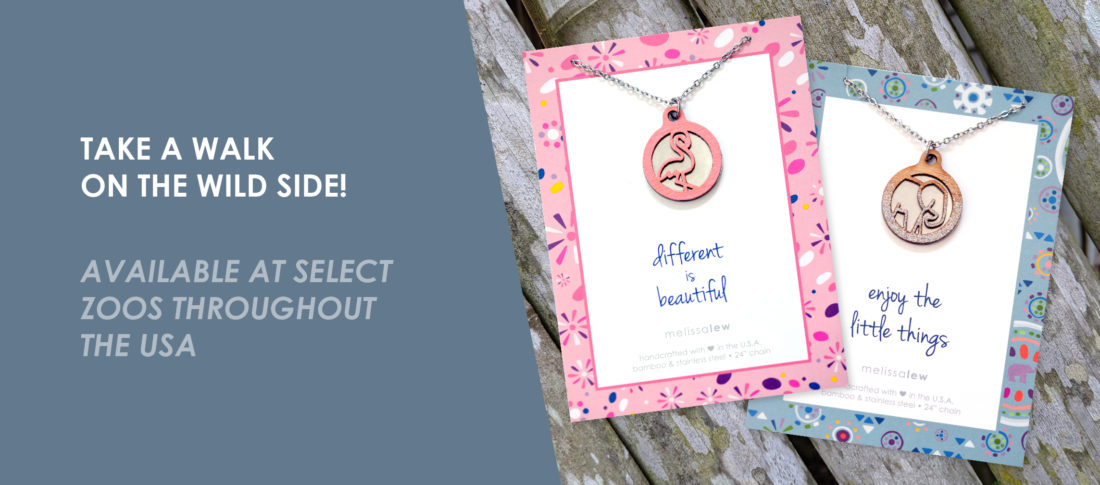 Take a walk on the wild side with these elephant and flamingo inspired necklaces - available at select zoos throughout the USA