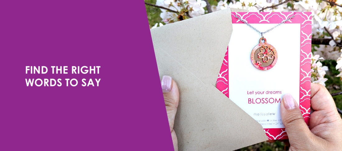 Find the right words to say - each necklace comes with a card and enclosure for easy gifting