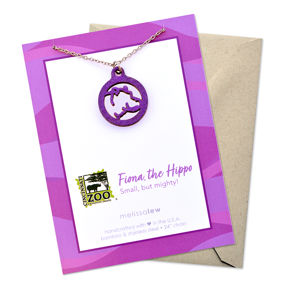 Fiona necklace made from bamboo and stainless steel in purple glitter
