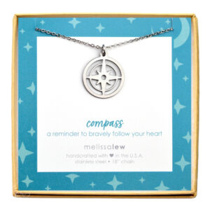 Stainless steel compass necklace